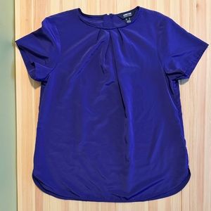 Lands’ End Women’s Short Sleeve Keyhole Blouse, Purple, Size 12